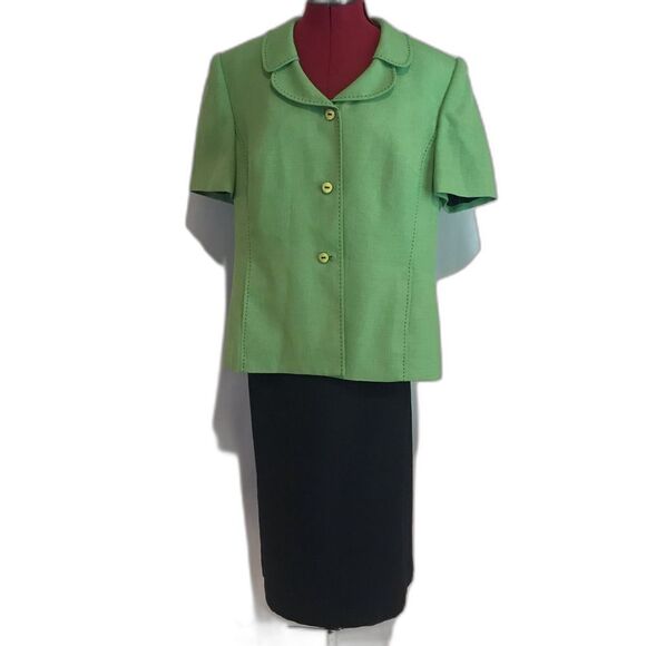 Preston & York Suit Skirt Women Size 18 2-Piece Set Blazer & Skirt Green & Blue - Picture 1 of 7